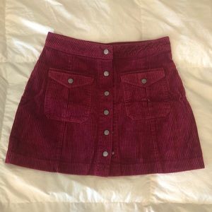 Burgundy Forever 21 Button Skirt